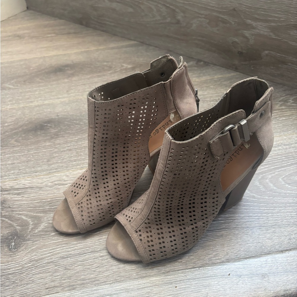 Women's Peep-Toe Ankle Boots - Taupe